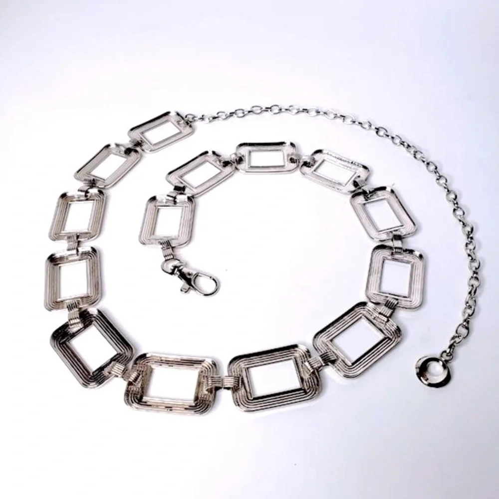 New‎ Silver Rectangle Chain Link Dressy Accessory Belt